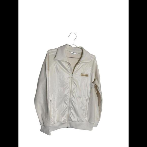 MEN'S ADIDAS  SATIN WHITE BEIGE & GOLD TRACK XL Vintage - Picture 1 of 5